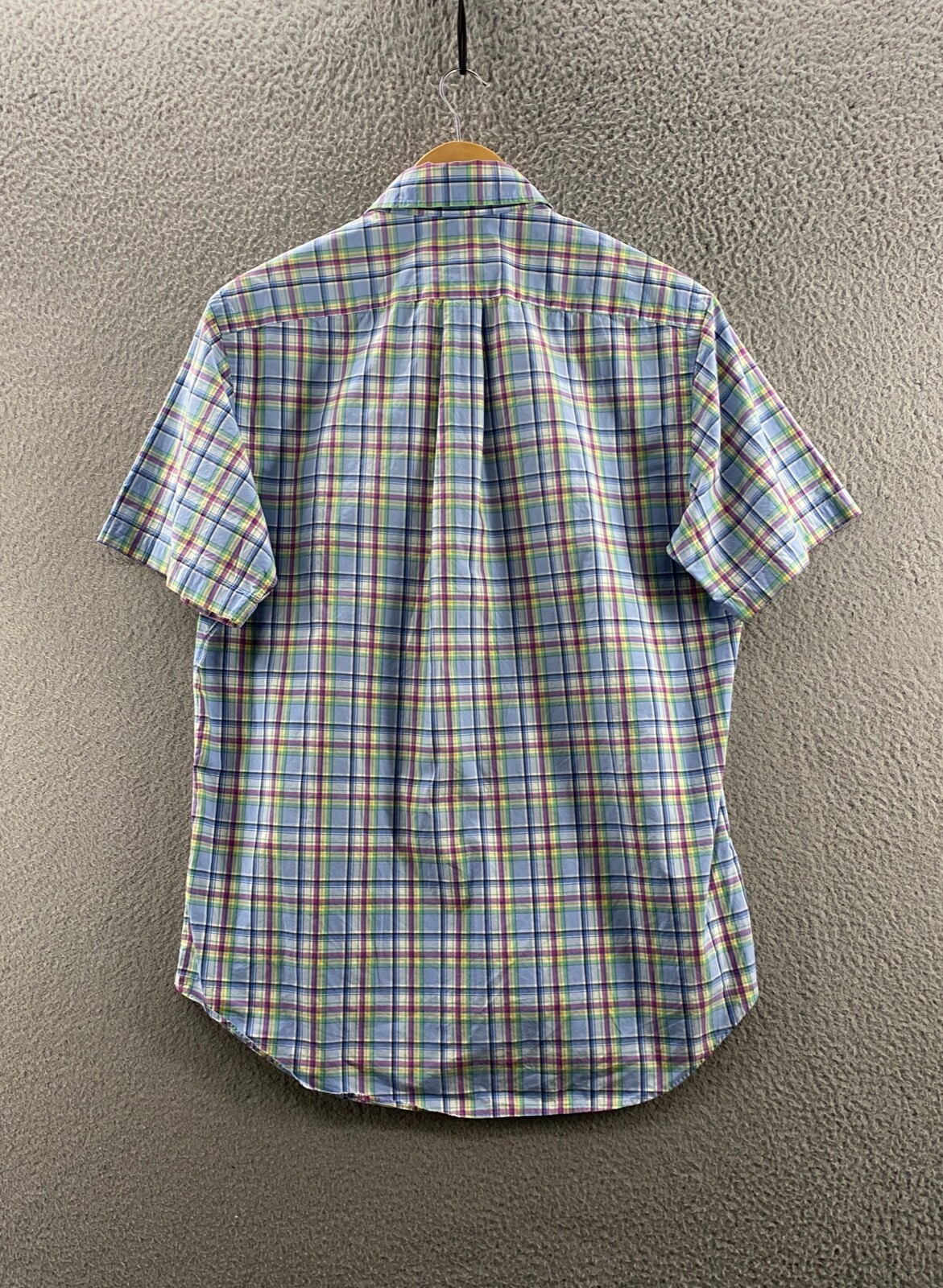 Ralph Lauren camicia uomo blu medio rosa a quadri bottoni logo pony multicolore