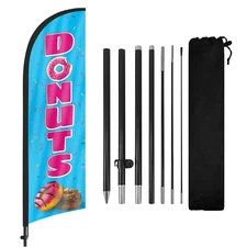 8FT Blue Donuts Advertising Feather Flag Banner with Pole and Ground Stake