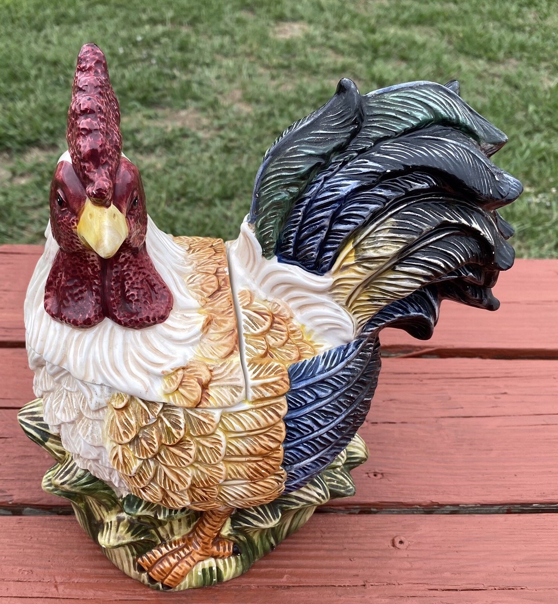 2pc Jay Imports Ceramic Cookie Jar Rooster Chicken 11