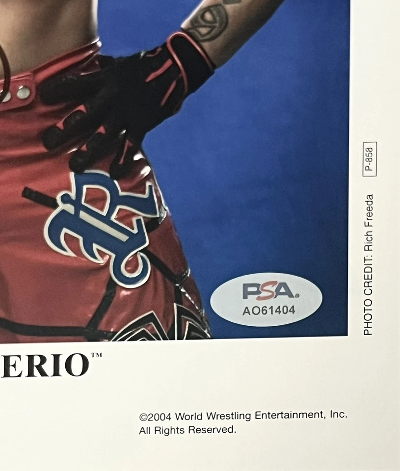 WWE REY MYSTERIO P-858 SIGNED 8X10 ORIGINAL PROMO PHOTO WITH PSA COA FROM 2004 - Image 2 of 3