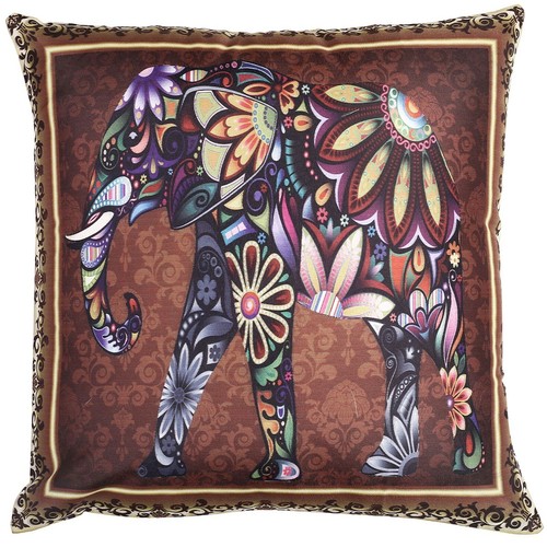 Decorative Polydupion Elephant Brown 16 x 16 Digital Print Throw Pillow Cover - Picture 1 of 3