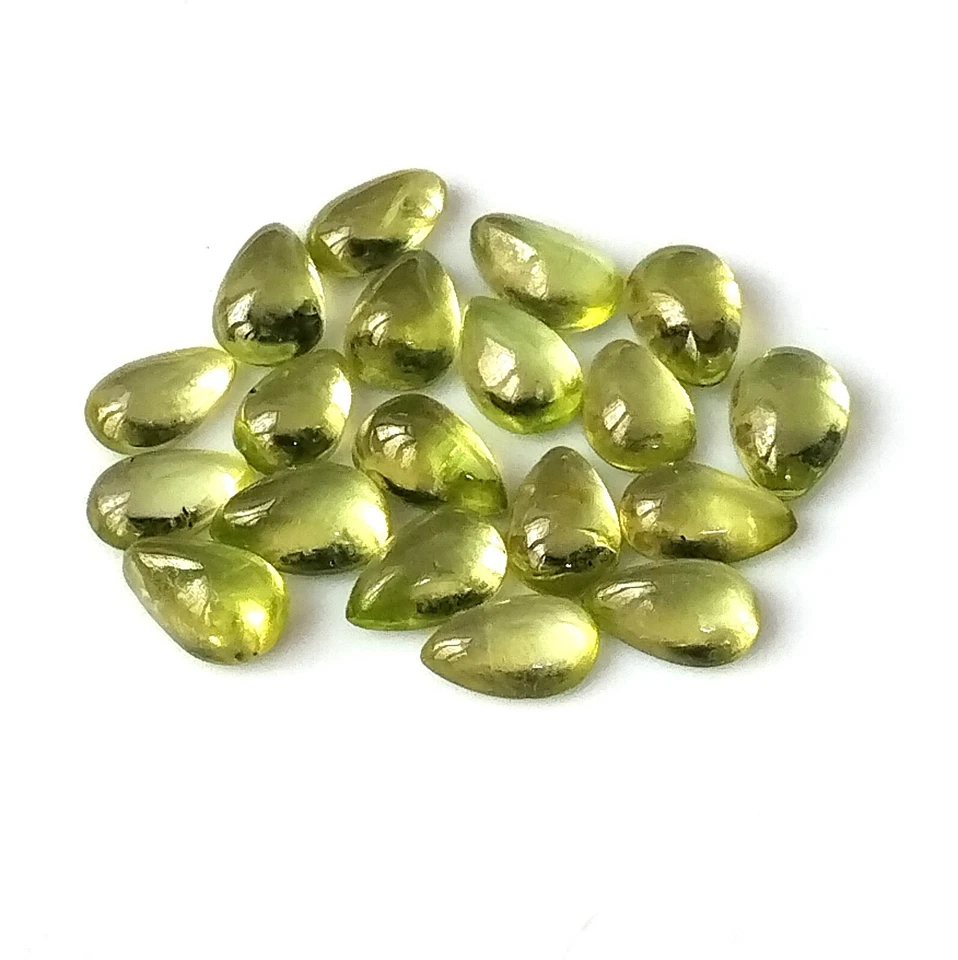 6X4 mm Pear Natural Green Peridot Cabochon Calibrated Wholesale Loose Gemstone - Image 2 of 4