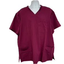 NWT Dickies Mens 2XL Scrub Top Dynamix Wine Burgundy Scrubs Stretch Uniform NEW