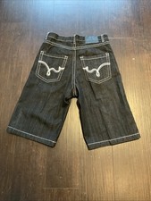 Smoke Rise Shorts Mens 36 Black Denim Embroidered Urban Wide Leg