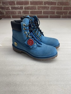 Timberland 6 Inch Premium Waterproof Boots Blue Nubuck Size 9M Mens A1J55