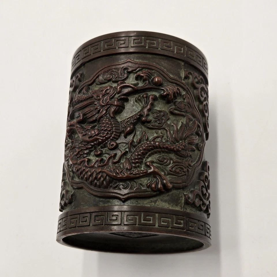 Antique Chinese Bronze Brush Pot - Image 4 of 4