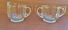 Open Sugar & Creamer Set - Wide Panels Heavy Thick Pressed Glass
