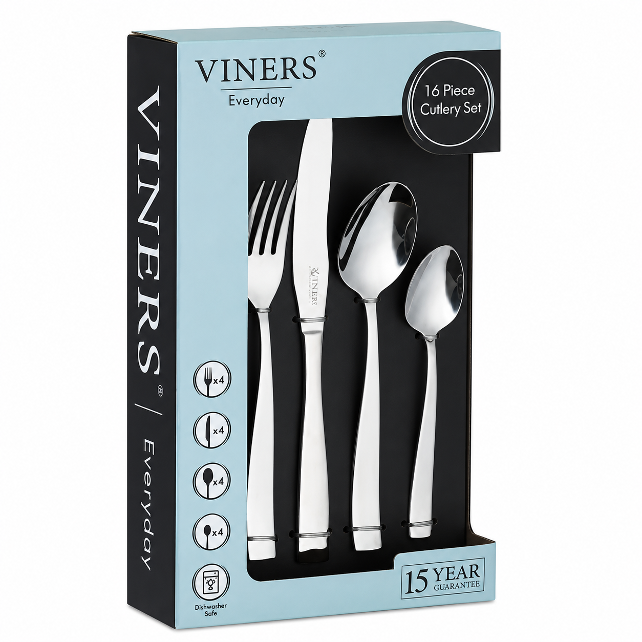 Viners Cutlery Set Stainless Steel 16 Piece 4 Place Everyday Purity Giftbox