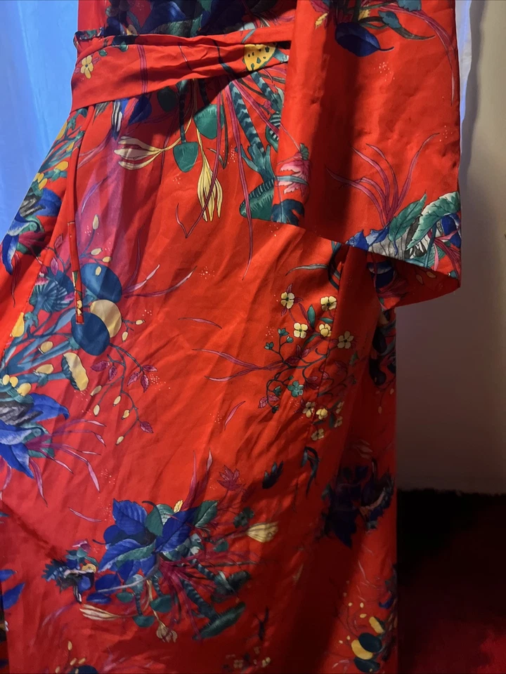 Винтажный 70-х Evelyn Pearson гриба Mushies халат кимоно женский размер средний красный - Изображение 3 из 4