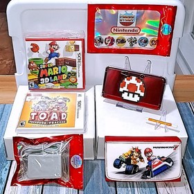🔥🔴🔥 Nintendo 3DS FLAME RED Console Bundle Mario 3D Land + Captain Toad + Case