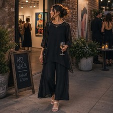 Eileen Fisher Black 100 Silk Georgette Sheer Yoke Shift Dress XXS Oversized