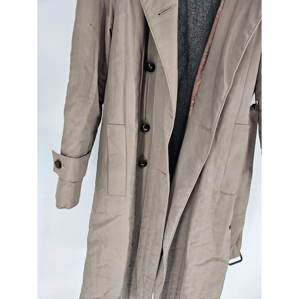 Gabardina clásica Evan Picone color caqui tostado forrada gruesa vintage talla LG Foto 2 de 4