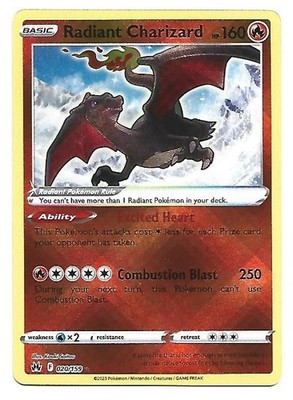 Pokémon TCG Radiant Charizard Crown Zenith 020/159 Holo Radiant Rare NM