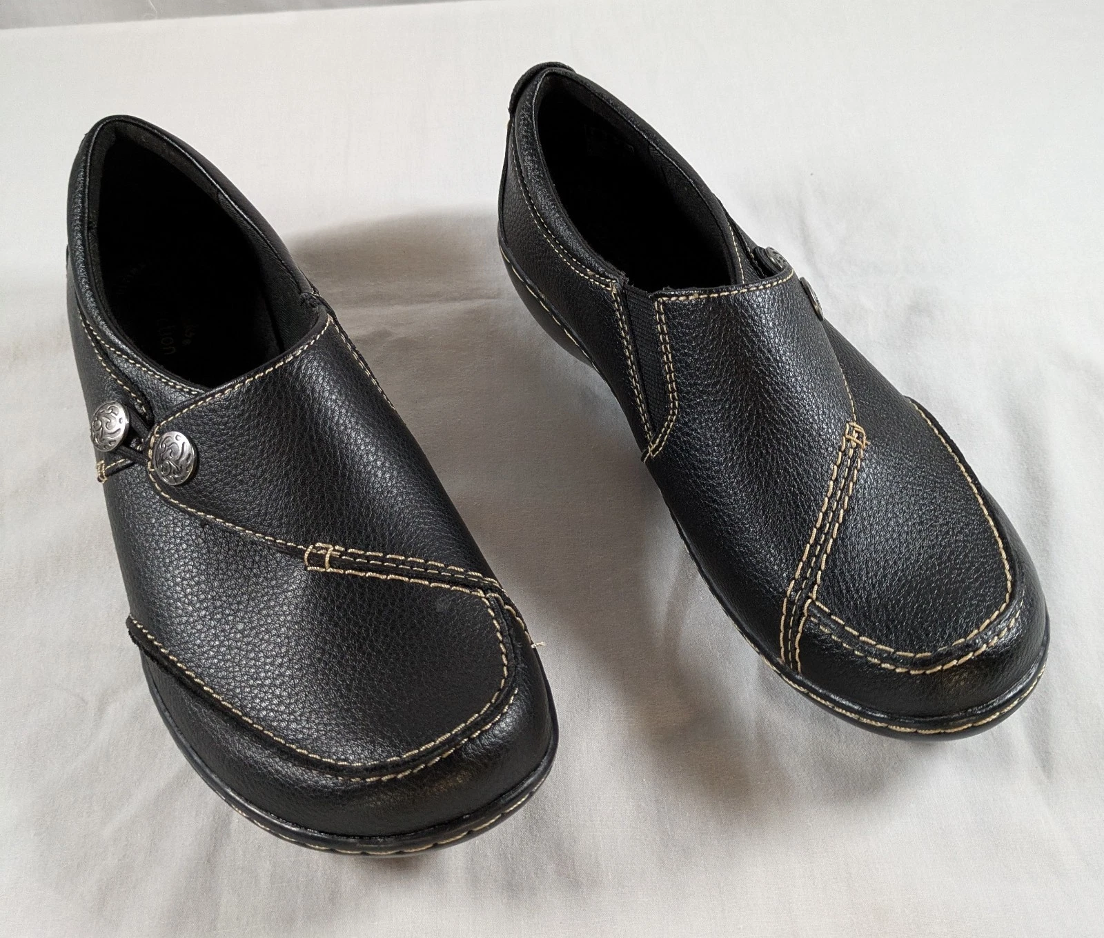 Mocassini Clarks Collection Ashland in pelle casual comodi slip on neri taglia 7 5 W