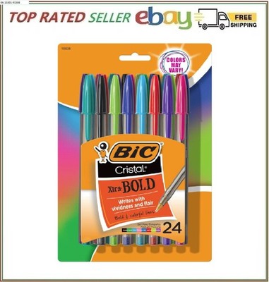 BIC Cristal Xtra Bold Fashion Ballpoint Pen 1.6mm Assorted Colors 24ct