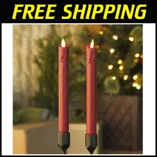 Elegant Burgundy Moving Flame Taper Candles