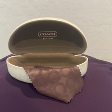 Coach White Hard Plastic Portable Eyeglass Case for Glasses Sunglasses