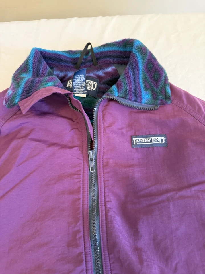 Chaqueta cortavientos vintage de los 90 Lands End para mujer forrada con lana talla grande Foto 2 de 4