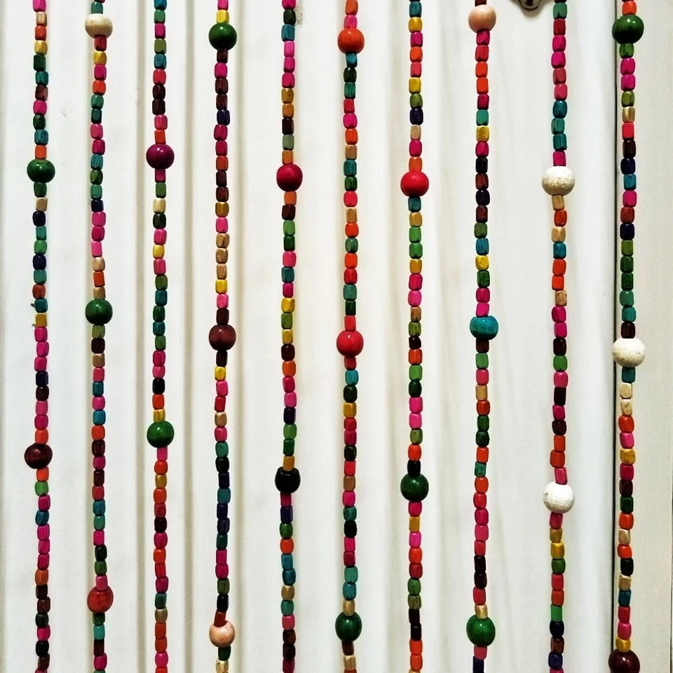Rainbow Colorful Hippie Wood Door Beaded Curtain Boho-Bohemian Wooden Doorway... - Image 2 of 4