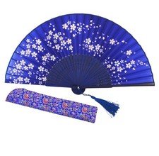 8.27" 21cm Hand Held Bamboo Silk Folding Fan, Chinese/Japanese Charming Ele...