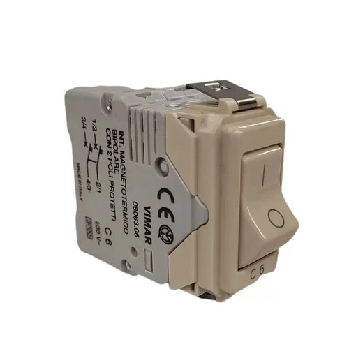 Vimar 08063 06 Magnetic Thermal Switch 2P 2Prot 6A 230V 3Ka Series 8000