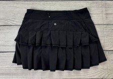 LULULEMON RUN PACE SETTER SKIRT Womens Sz 8 Black Ruffle Athletic Skort EXC