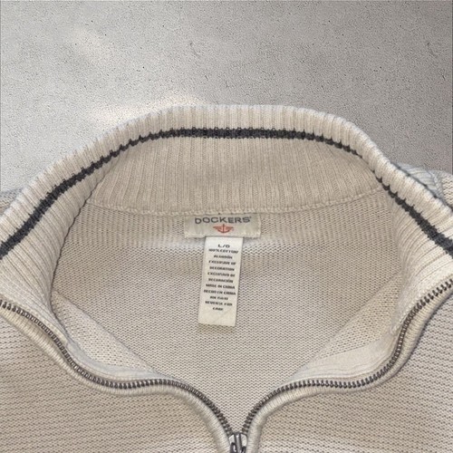 Dockers - Men's Cream Cotton 1/4 Zip Pullover - Size L - Picture 5 of 5