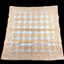 Vera Geometric Orange Scarf Vintage Square White Circles Ovals Japan