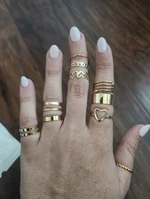 Gold Tone Stacking Rings Set Dainty Boho Indie Style Adjustable Fashion Jewelry