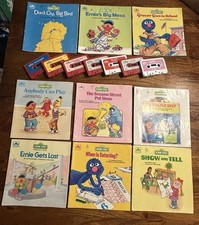 Vtg Sesame Street Read Along Books & Cassettes Lot 1980s + 2 Sing Along