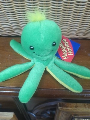 Vintage Huggable Honeys Zangreen Plush Beanie Octopus Green Yellow