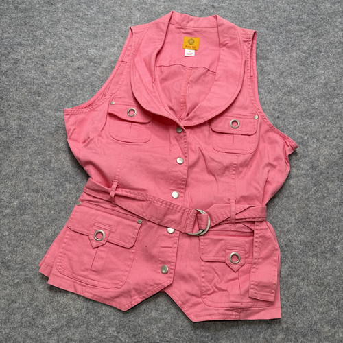 Ruby Rd. Denim Vest Womens Pink 12 Sleeveless Button Up Collar - Picture 1 of 7