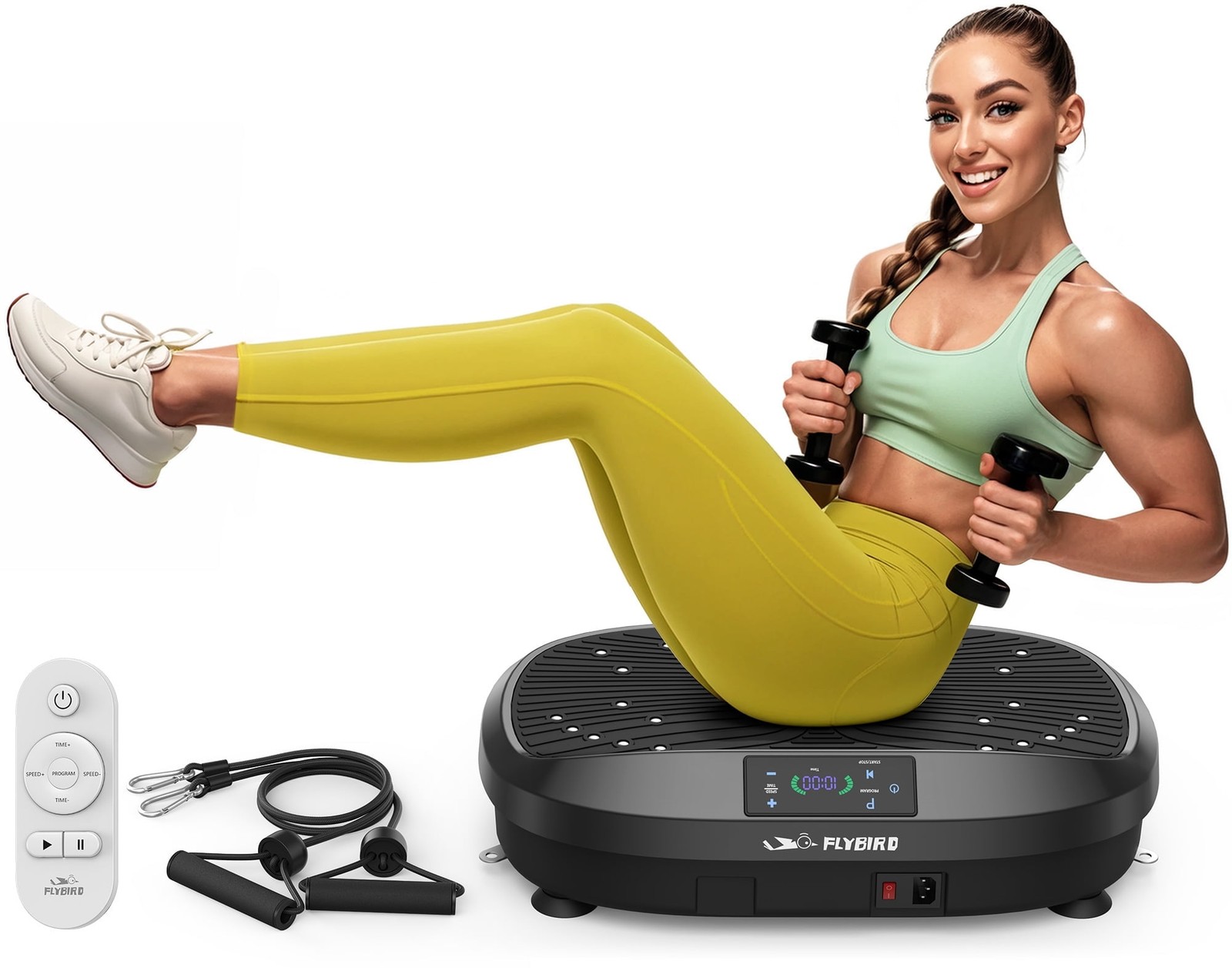 FLYBIRD miniszj Vibration Plate with 2880 RPM Motor, 80 Intensity Levels,