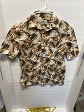 Vintage Island Shores Hawaiian Shirt Mens L Aloha Floral Tropical Camp Button Up