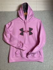 Under Armour Women's S Pink Armour Fleece Pullover Hoodie Logo Pocket