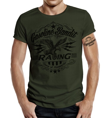GASOLINE BANDIT Biker T-Shirt Racing Born in Bonneville Bike S - 2XL