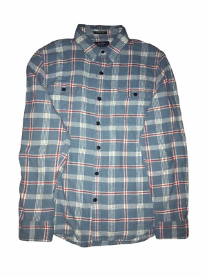 Lucky Brand Mens Classic Fit Flannel Button Down Shirt Small Blue Plaid C33