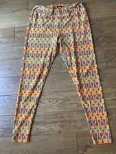 TC LuLaRoe Tall  Curvy Leggings Orange Aztec Southwest Tribal Print Arrows