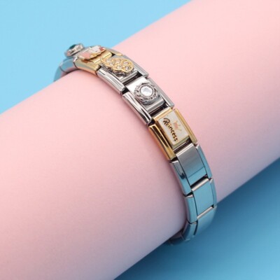 SILVER CRYSTAL LOVE HEART LINK CLASSIC CHARM Fits All 9mm Italian - View #9