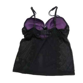 Jolinesse 1990s Vintage Sexy Purple and Black Lace Lingerie Top 34B