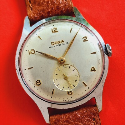 Doxa Anti Magnetique Watch Vintage Pataina Sub-Seconds Manual Movt Swiss Mens