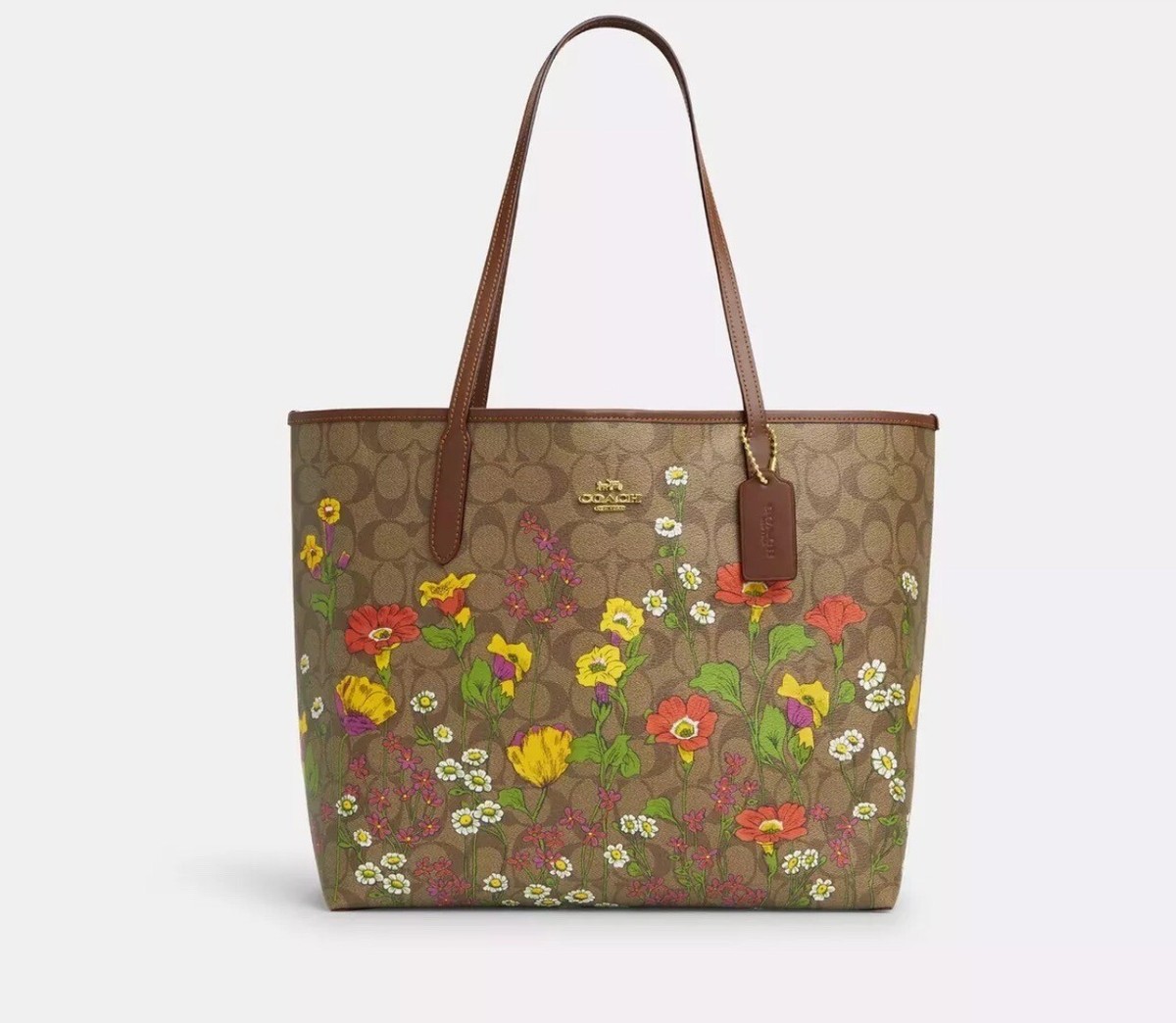 COACH City Tote Bag In Signature Canvas With Floral Print