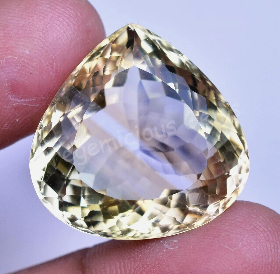 Turmalina amarilla natural impecable 45,20 quilates certificada pera llamativa piedra preciosa suelta Foto 3 de 4