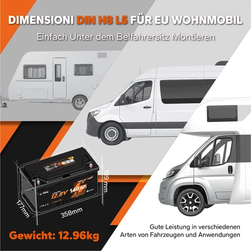 LiTime 12V 140Ah H190 Bluetooth LiFePO4 Lithium Batterie für Wohnmobil - Bild 10 von 11