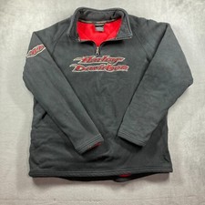 HARLEY-DAVIDSON Mens SWEATER JACKET Sz M 1/4 Zip Fleece Lined Pullover