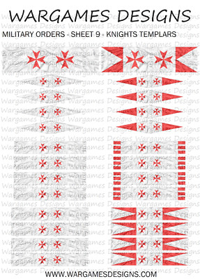 Knights Rampant Roster Sheet 15mm Knights Templars Flags - Sheet 9 - Lion Rampant, FOG, DBA, Hail ...