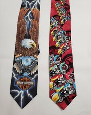 Harley Davidson Pair Of Ralph Marlin Neck Ties 1993 & 1995 Made In USA