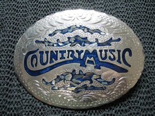WESTERN COUNTRY MUSIC SHELL INLAID BELT BUCKLE VINTAGE RARE DT HANDCRAFTED 