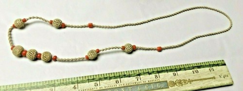 Antique Chinese Carved Necklace with Bovine bone Beads Natural Coral Beads - Picture 8 of 8