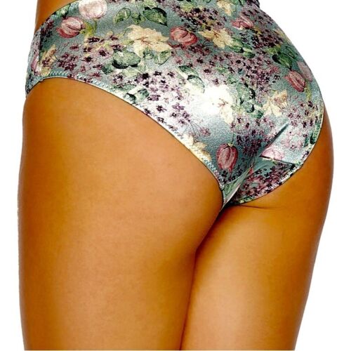 women panties,Bikinis ILUSION size L. multicolor floral satin look soft silky - Picture 1 of 9